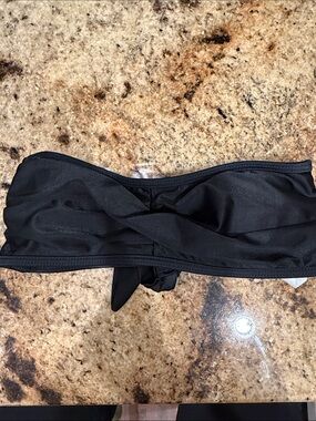 Kids Black Bandeau Swim Top with Twist Front